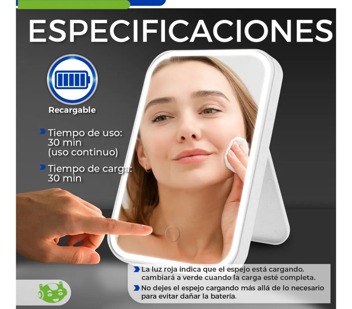 ESPEJO DE MAQUILLAJE TACTIL LED